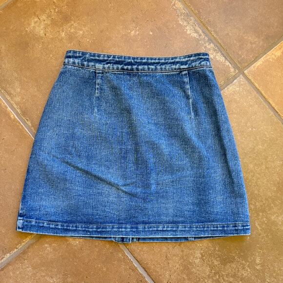 Signature8 Embroidered Floral Denim Button Front A-Line Mini Skirt size S-M - Picture 2 of 8